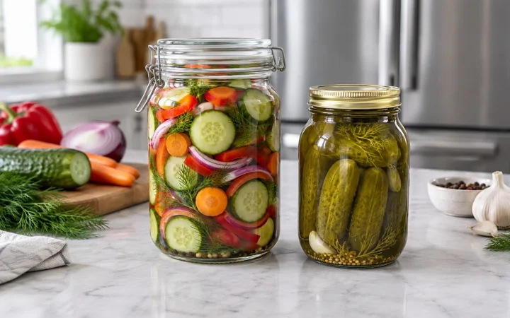 Legume marinate rapid la frigider și conserve pentru cămară: diferențele esențiale