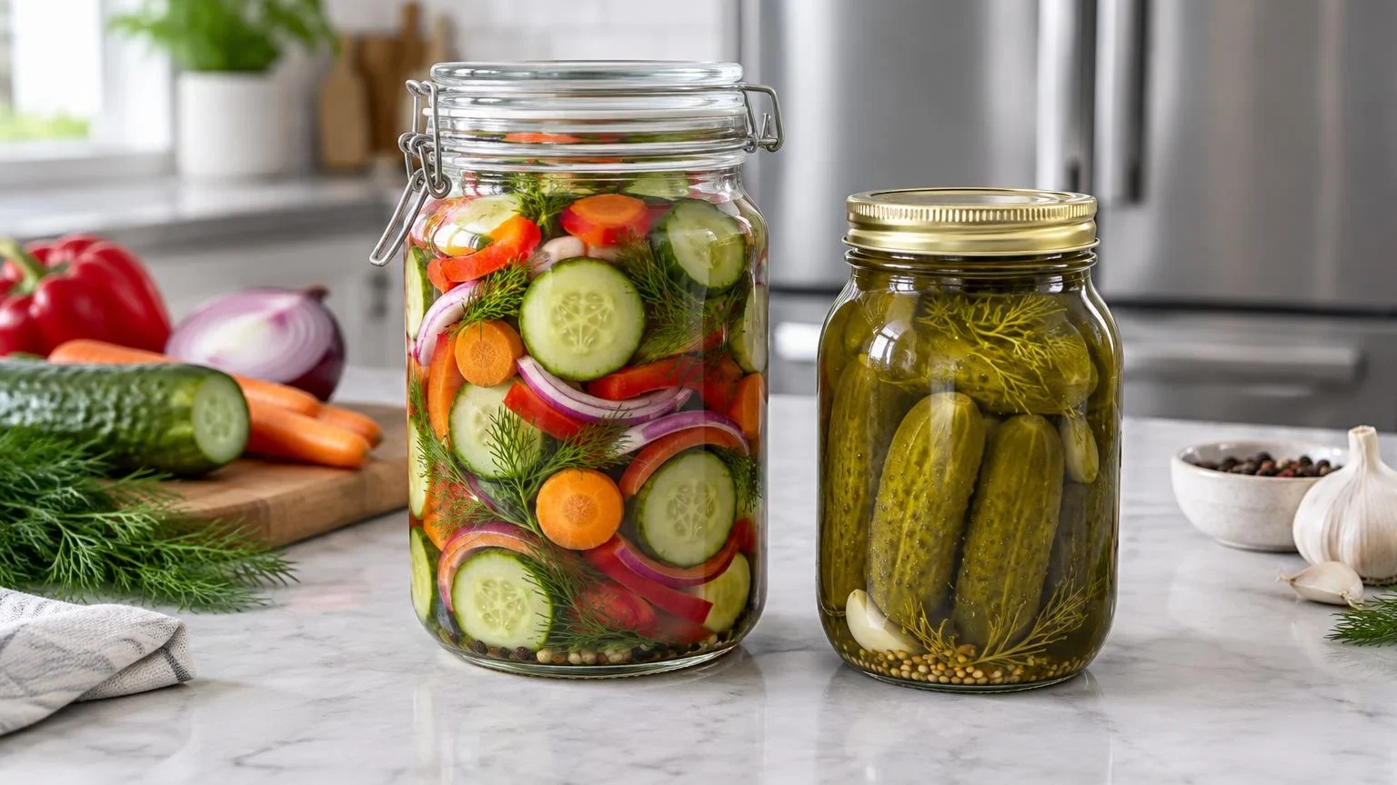 Legume marinate rapid la frigider și conserve pentru cămară: diferențele esențiale