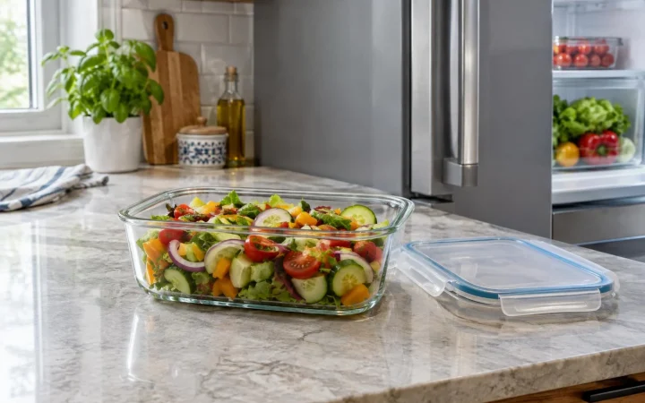 Salată de legume rămasă după masă: răcire, refrigerare și evitarea contaminării